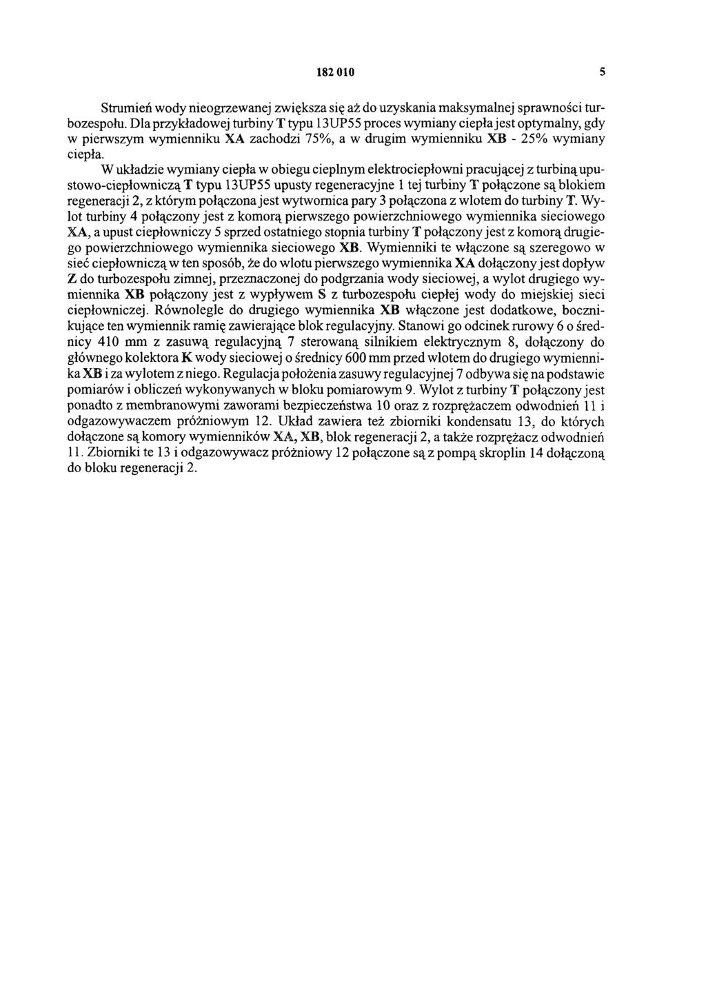 182 010 5 Strumień wody nieogrzewanej zwiększa się aż do uzyskania maksymalnej sprawności turbozespołu.