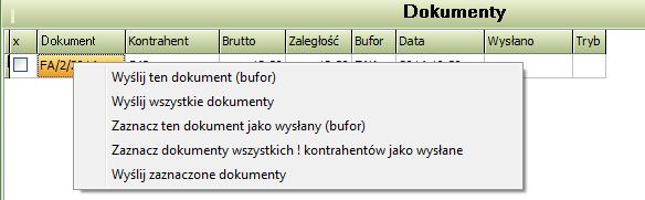 Wyślij ten dokument (bufor) po kliknięciu w tę opcję wyskoczy nowe okienko: Przycisk Standard