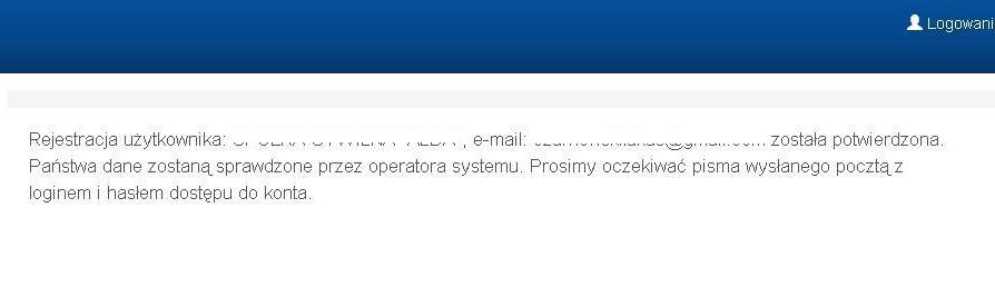 adres e-mail opisany poniżej; zgodę na przetwarzanie danych zgodnie z ustawą o ochronie danych osobowych; sprzeciw wobec przetwarzania danych osobowych w celach marketingowych akceptację regulaminu