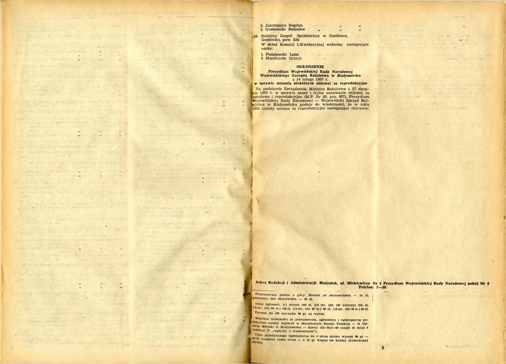 Str. 8 D Z IE N N IK URZĘDOW Y W O JE W Ó D Z K IE J RADY NAROD O W EJ Ir 2/3-91. R olniczy Z espół Spółdzielczy w D obrej W oli, grom ada G orłów ko, pow. E łk 2. 93. 1. Sokół A lek san d er 2.