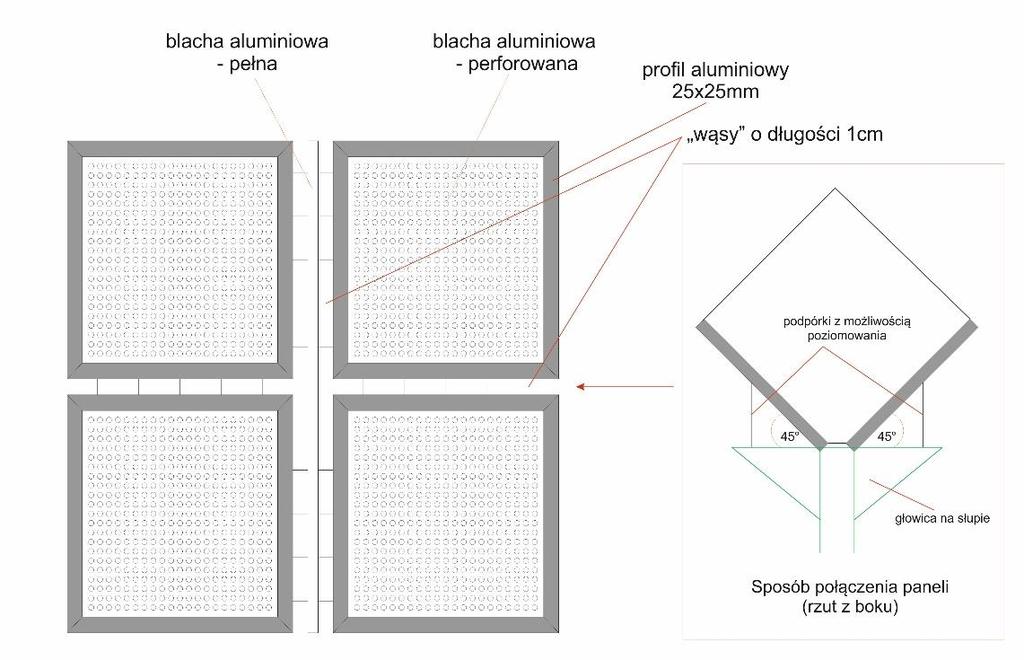 schemat wzoru perforacji blachy (po