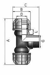 Kształtki zaciskowe PP PN16 do rur PE SYSTEM PE Trójnik PE x PE D SYMBOL A B C L CENA NETTO 16 0970095 122 43 84 12 7,31 20 0970096 122 43 84 14 9,91 25 0970097 147 51 9 15 13,13 32 0970098 178 61