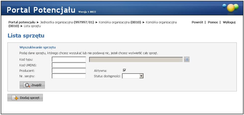 Struktura świadczeniodawcy Nazewnictwa Wyrobów Medycznych), nazwie producenta, numerze seryjnym lub statusie dostępności.