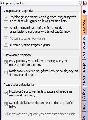 Kasowanie filtra Ctrl+Shift+F Filtr kasowany jest poprzez ponowne uruchomienie filtra i wciśnięcie klawisza Usuń filtr lub poprzez wyjście z listy.