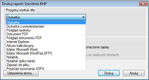 Wydruki Wydruki w programie enova dostępne są zawsze z poziomu menu Plik. Lista dostępnych wydruków zmienia się dynamicznie w zależności od miejsca wywołania.