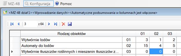 Automatyczne podsumowanie jest realizowane po uruchomieniu funkcji <Zapisz dane> w danym sprawozdaniu. Dokonany wybór należy zapisać za pomocą przycisku.