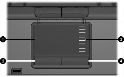 TouchPad Element Opis (1) Płytka dotykowa* Umożliwia przesuwanie wskaźnika, a także zaznaczanie oraz aktywowanie elementów na ekranie. Można ustawić ją tak, aby pełniła inne funkcje myszy, np.