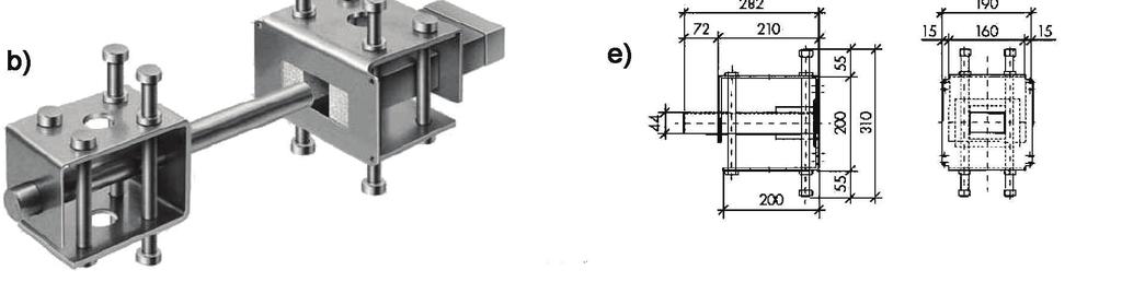 HSD CRET-140V a) widok trzpienia dylatacyjnego i tulei HSD CRET-140, b) widok