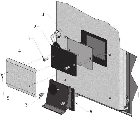 Elementy 1. Uszczelka termoizolacyjna -szt. 1 2. Zaślepka -szt. 1 3. Śruba M8x16 -szt. 2 4. Osłona -szt. 1 5. Wkręt M4x8 -szt. 2 6.