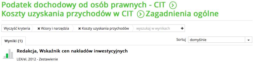 Przykładowe wyszukiwanie zestawienia za