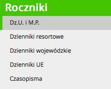 Wyszukiwanie za pomocą Roczników Wyszukiwanie według adresu publikacyjnego Wyszukiwanie aktów prawa