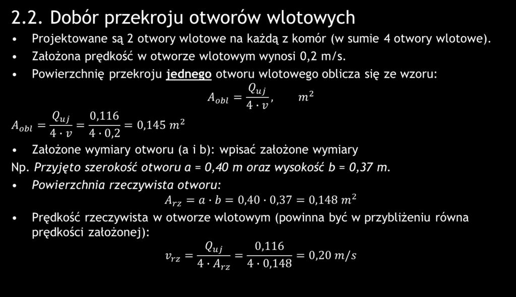 2. Obliczenia hydrauliczne