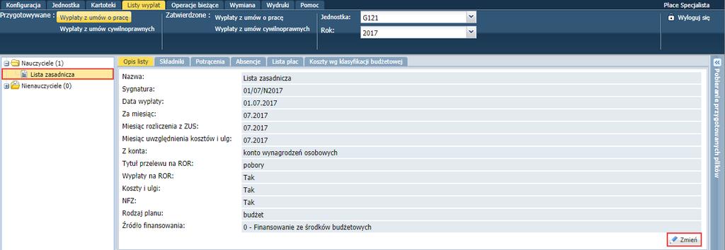 W polu Wypłaty na ROR zdecyduj, czy wypłaty skierować na konta tych pracowników, którzy wyrazili zgodę na taki sposób wypłaty oraz zostały wprowadzone numery ich rachunków bankowych.