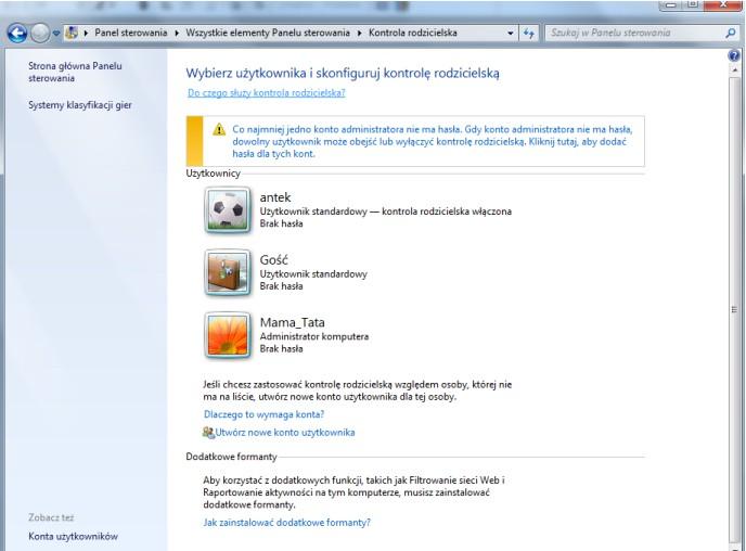 W komputerze użytkownicy powinni mieć różne konta Konto dla dziecka powinno być kontem użytkownika bez
