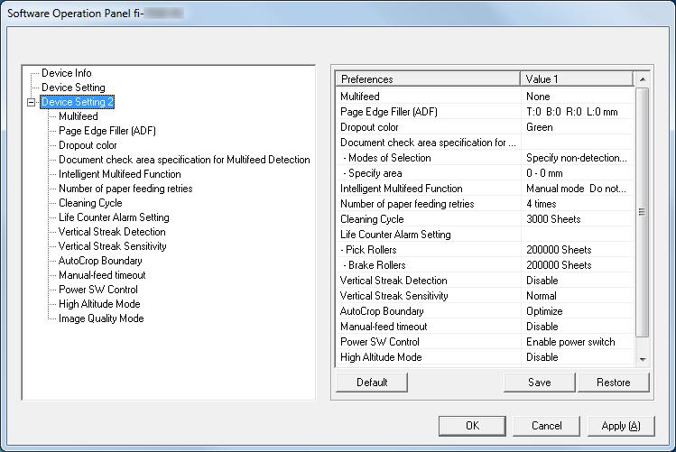 Ustawienia urządzenia 2 [Device Setting 2] 1 Uruchom program Software Operational Panel. Informacje na ten temat znajdziesz w rozdziale 9.1 Uruchomienie aplikacji Software Operation Panel.