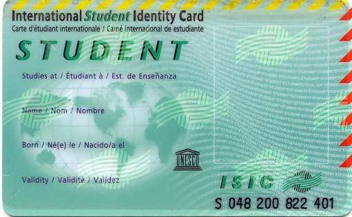 napisem ISIC International Student Identity