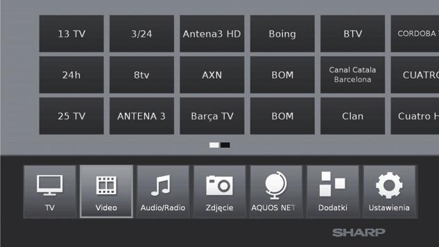 Opcje menu telewizora Ten telewizor umożliwia odtwarzanie zawartości multimedialnej (zdjęcia, pliki muzyczne, pliki wideo) zapisane na urządzeniu USB i w sieci domowej oraz udostępnione na serwerze