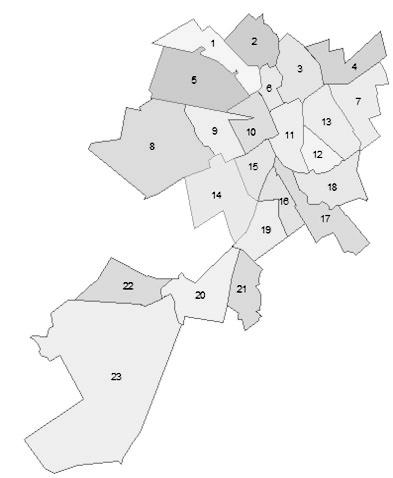 196 Metody ilościowe w ekonomii Nieruchomości (RCiWN) prowadzonego przez Powiatowy Ośrodek Dokumentacji Geodezyjnej i Kartograficznej w Stargardzie. Zakresem czasowym analiz objęto lata 2014 2015.