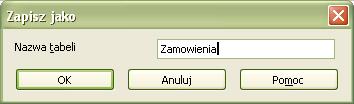 Tworzenie tabeli Podczas tworzenia tabeli musimy ustalić klucz główny Pole lub pola które będą unikalne w całej tablicy Klikamy na polu