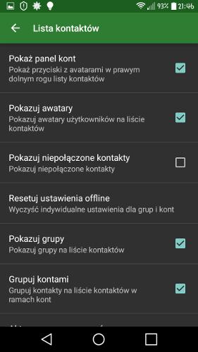 W Liście kontaktów możemy sobie wybrać, czy kontakty, które wcześniej dodaliśmy do swojego programu, mają być