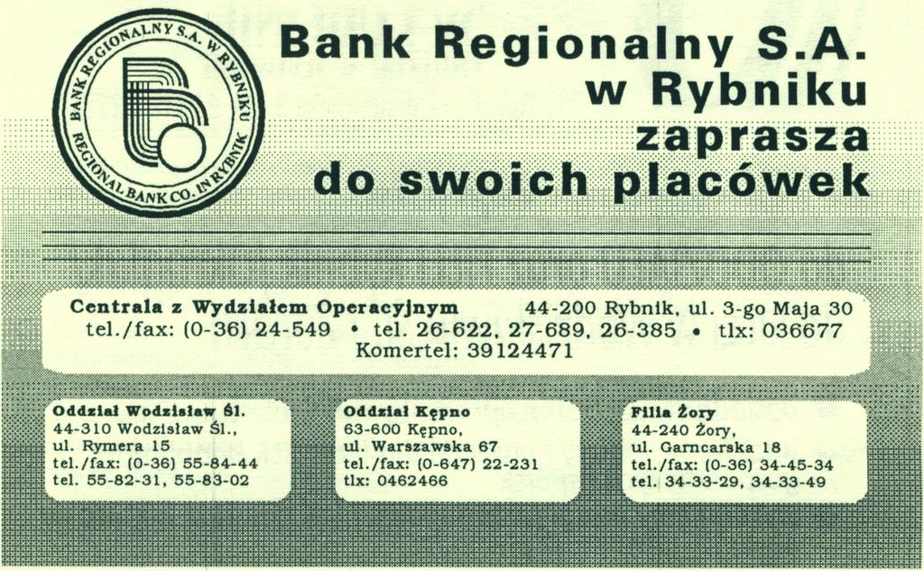 /fax: (0-647) 22-231 tlx: 0462466 Filia Żory 44-240 Żory, ul.