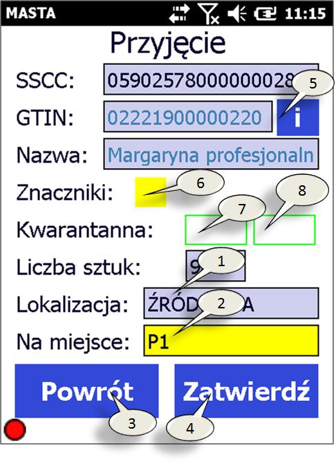 DZIAŁANIA NA PALETACH Liczba sztuk: pobrana z bazy danych liczba sztuk produktów znajdujących się na palecie (4).