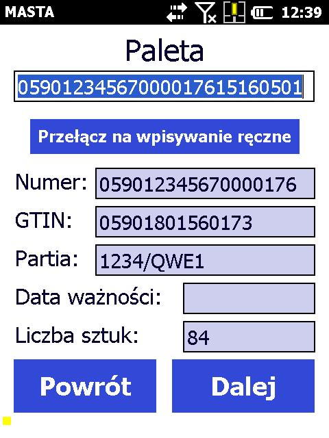 MASTA Zakres informacyjny na etykiecie logistycznej W trakcie prac projektowych (przedwdrożeniowych) prowadzonych na rzecz firmy A-B-C zamierzającej eksploatować system MASTA uzgadniany jest zakres