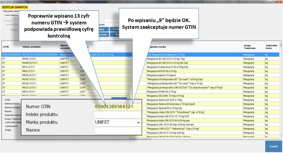 SEKCJA INNE rys. 55. Dopisanie nowego towaru z poprawnym numerem GTIN Na rys.