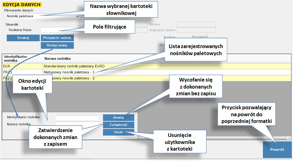 SEKCJA INNE rys. 65. Dopisanie nowego rodzaju nośnika Każdy wiersz opisujący dany rodzaj nośnika można w każdym momencie zmodyfikować.