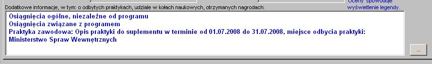 Przy każdym z przedmiotów można zaznaczyć, czy dany przedmiot ma być umieszczony na suplemencie. Domyślnie oznaczone do druku są przedmioty podpięte pod program, powiązany z dyplomem.