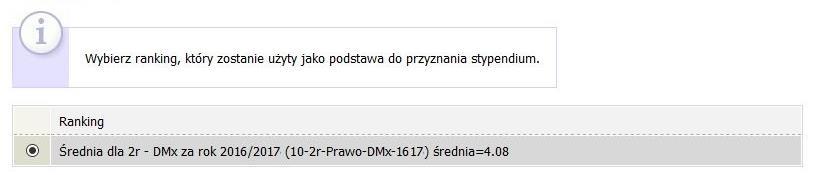 EKRAN 4 WYBÓR RANKINGU Na tym ekranie wskaż ranking ze średnią na