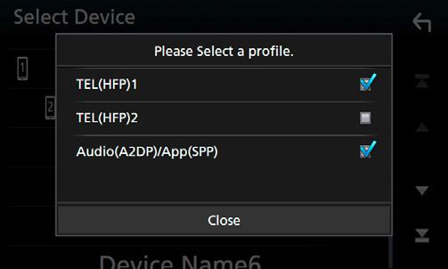 Sterowanie Bluetooth 2 Dotknąć nazwę urządzenia, które ma zostać podłączone. Usuwanie zarejestrowanego urządzenia Bluetooth 1 Dotknąć [Delete]. hhpojawia się ekran wyboru profilu.