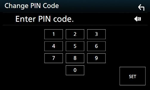 Sterowanie Bluetooth ÑÑZmienić kod PIN 1 Dotknij [PIN Code] na ekranie Bluetooth SETUP. hhwyświetlony zostanie ekran PIN Code Set. 2 Wprowadź kod PIN.
