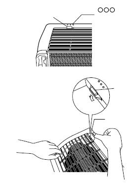 2. Zdejmowanie i montaż przedniej kratki Sposób zdejmowania 1) Zdejmij panel przedni, aby zdjąć filtr powietrza. 2) Zdejmij przednią kratkę.