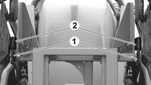 transportowego! Odryglowanie zabezpieczenia transportowego 1. Składanie za pomocą zespołu sterującego w ciągniku: Otworzyć zawór bloku hydraulicznego przestawiania wysokości. 2.