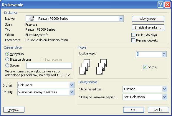 3.2.2 Ustawianie parametrów wydruku w