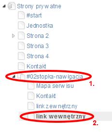 W drzewie stron wybieramy #02stopka-nawigacja. Następnie w celu dodania podstrony klikamy w Dodaj stronę podrzędną. Uzupełniamy formularz nowej strony.