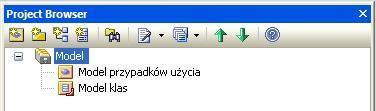 zaznaczamy odpowiedni model, w którym ma znajdować się folder lub zaznaczamy odpowiedni folder, w którym ma znajdować się diagram itd.