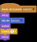 Kliknĳ zieloną flagę. Upewnij się, że rakieta odtwarza dźwięk i chowa się po osiągnięciu celu. Zadania do wykonania Dodaj nowego duszka z pliku fajerwerki1.png z katalogu Zasoby.