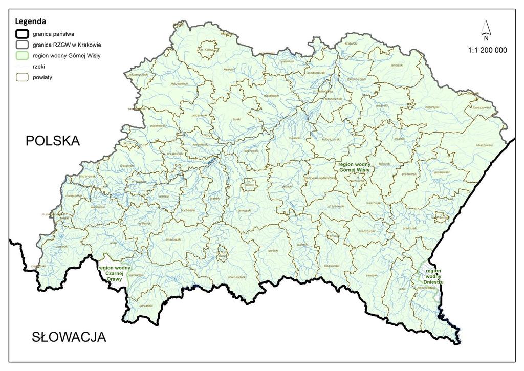 Obszar regionu wodnego Górnej Wisły o powierzchni 48 032 km 2 obejmuje