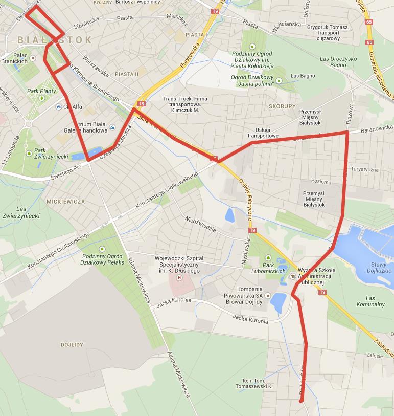 N4 Kierunek 1: DOJLIDY GÓRNE /PĘTLA-Proroka Eliasza-Plażowa-Baranowicka-Ciołkowskiego-Branickiego-Miłosza-Mickiewicza-Elektryczna-Branickiegoal.