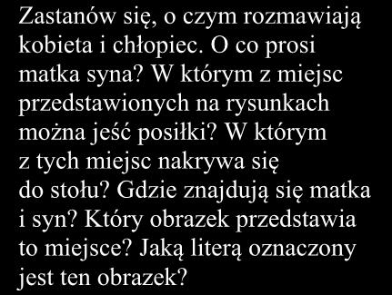 Jaką literą oznaczony jest ten obrazek? Dialog 3. Poprawne rozwiązania 3.1. C 3.2. B 3.3. D Javier, tienes agua? Sí, toma. Y por qué no nos sentamos un momento? Ya estoy un poco cansada de correr.