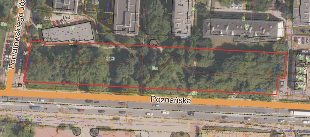 Załącznik nr 3 Skwer Miejki Skwer Miejki znajduje ię przy ul. Poznańkiej, róg ul. Poniatowkiego i zajmuje działkę nr 13/22 obręb 07 Ożarów Mazowiecki. Jej powierzchnia wynoi 0,5322 ha.