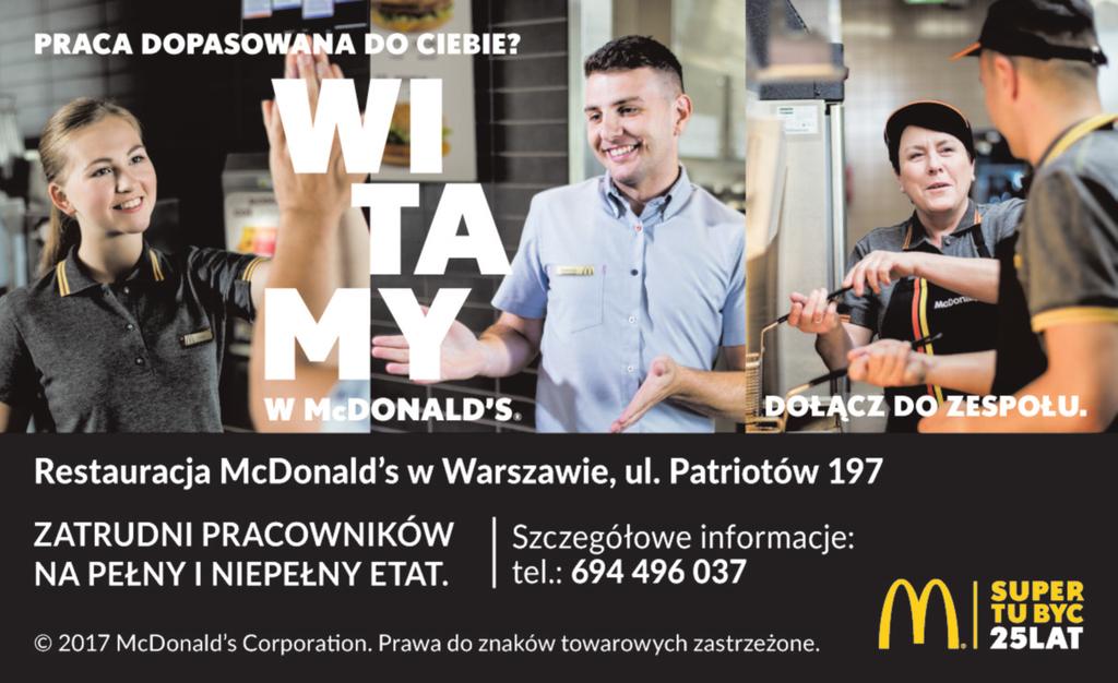 linia otwocka 9-15 października 2017 ogłoszenia drobne 39 SERWISANT SPRZĘTU MECHANICZNEGO poszukujemy osób zainteresowanych podjęciem pracy polegającej na: prace serwisowe, obsługa maszyn