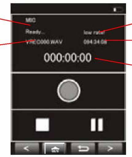 Record mode (tryb nagrywania) Rysikiem dotknij ikony nagrywania (rekord nagrywania g³osu.
