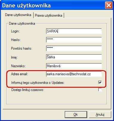 W kolejnym oknie dialogowym należy uzupełnić dane m.in. adres email, pod który będą przychodziły informacje o aktualizacjach.