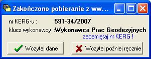 przycisk Import dokumentów z portalu www.odgik.pl. Wygodniej jest wybrać opcję Wczytaj dane, która sama wykona powyższe operacje.