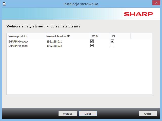 Spis treści Windows / Wybierz oprogramowanie do zainstalowania Instalacja sterownika drukarki / sterownika pc-fax (procedura wspólna) Instalacja typowa / Instalacja zaawansowana 1 Kliknij przycisk