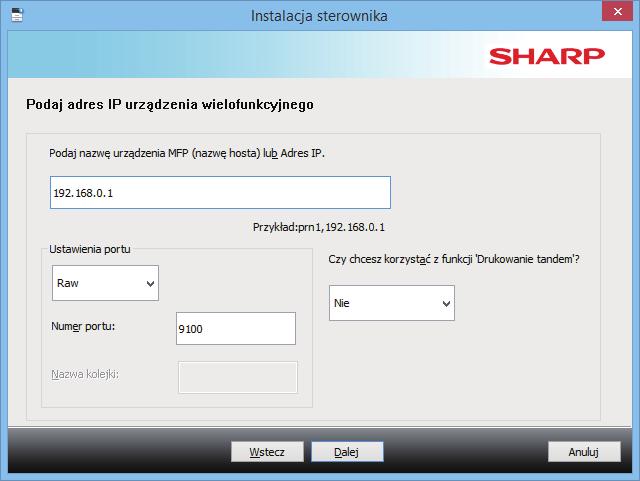 Spis treści Windows / Wybierz oprogramowanie do zainstalowania Instalacja sterownika drukarki / sterownika pc-fax (procedura wspólna) Instalacja własna Instalacja na podstawie adresu urządzenia 1 Po