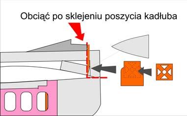 27. Sklejamy ze sobą dwa elementy będące podstawą osłony silnika i po nadaniu jej profilowego kształtu, naklejamy je na grzbiet kadłuba(opcjonalnie)-rys. powyżej. 28.